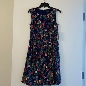 TAHARI Navy Floral Dress
